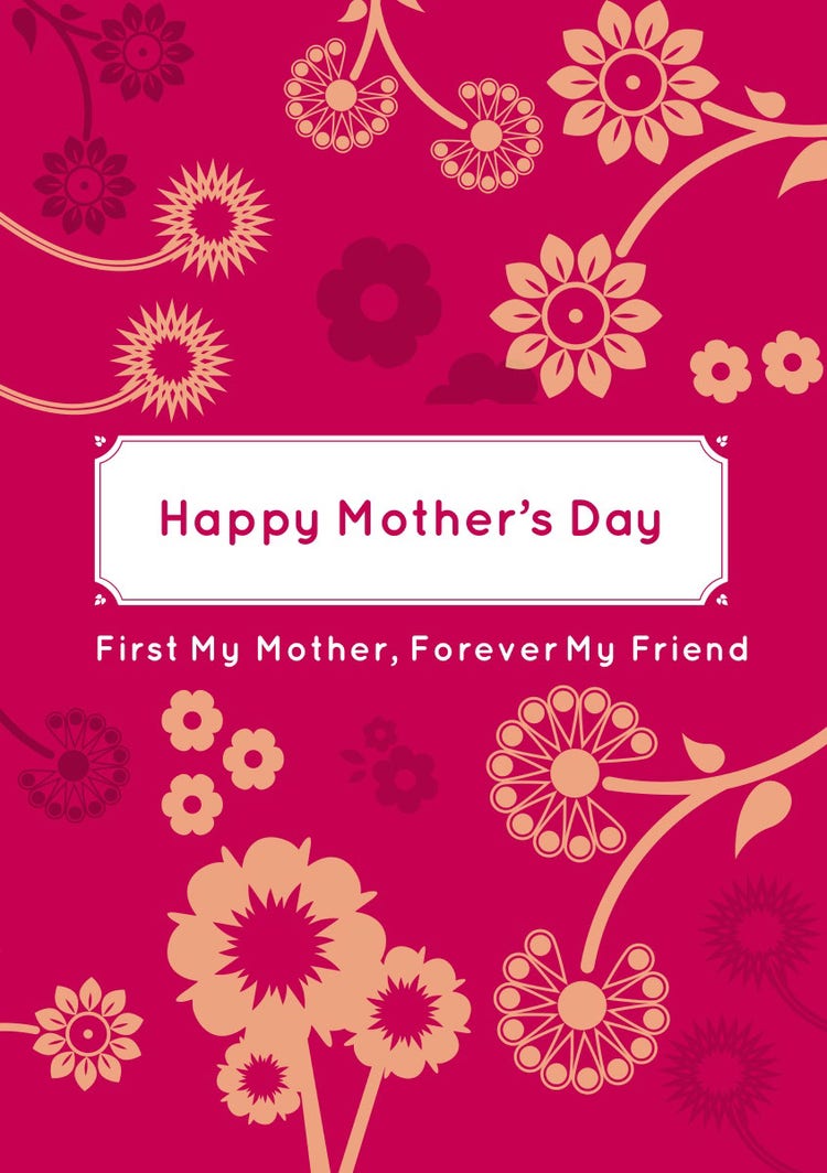 Pink And White Flower Pattern Happy Mother’s Day Card