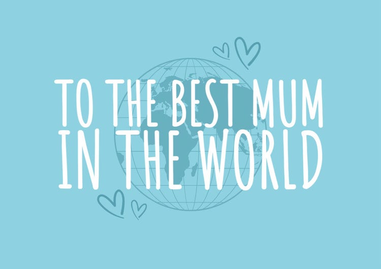 Blue Best Mum In The World A5 Greeting Card