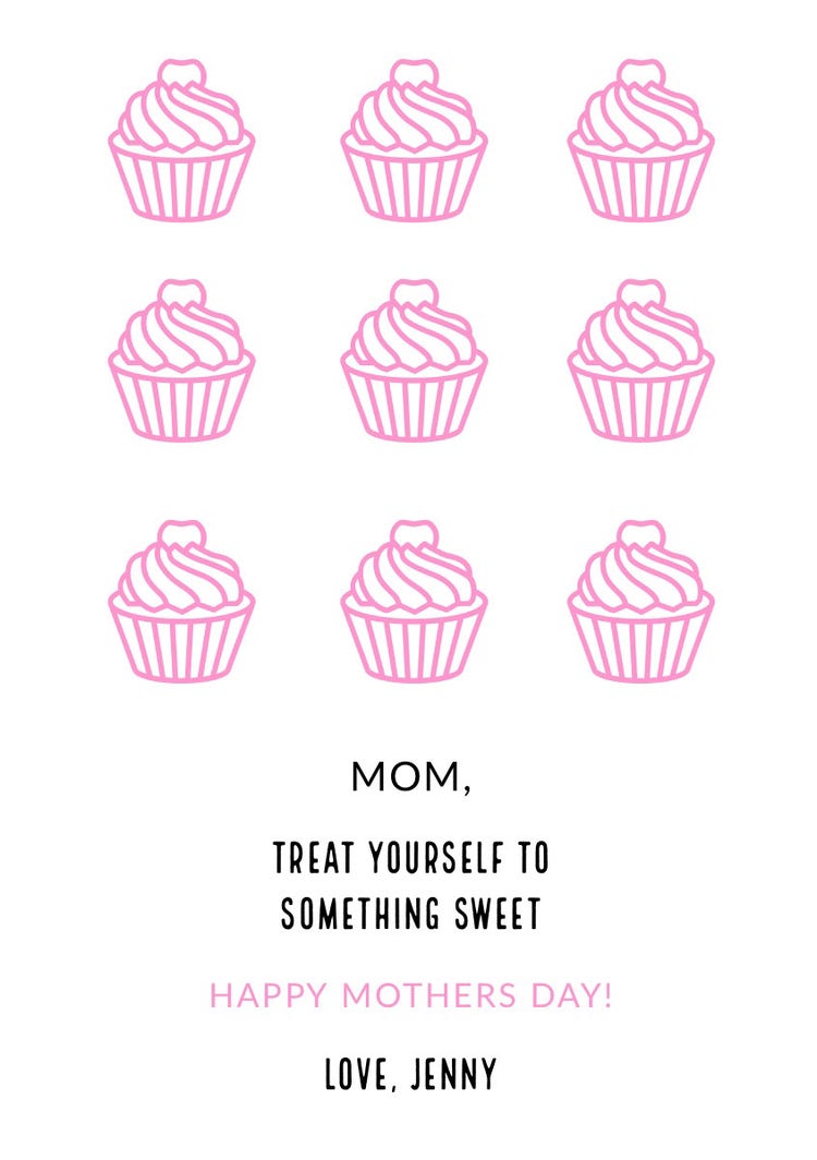Pink Illustrated Cupcakes Mother's Day Card