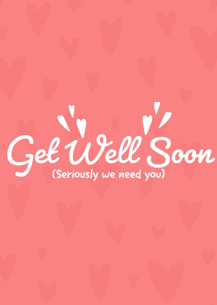 Get Well Soon Card Wishes Cartoon Pink Sns