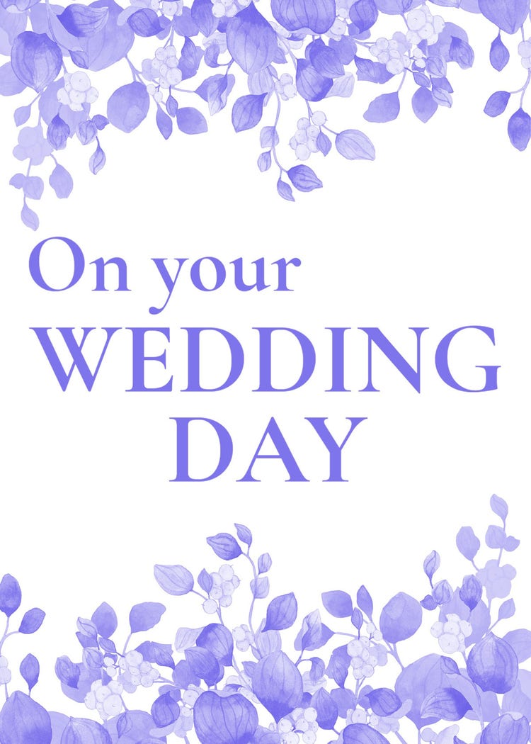 Purple Wedding Day Flowers Greeting Card
