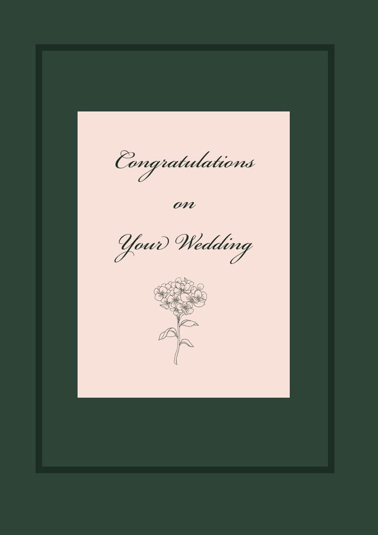 Dark Green And Pink Wedding Congratulations Card