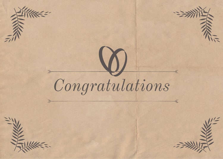 Beige Rustic Old Paper Marriage Congratulations Card