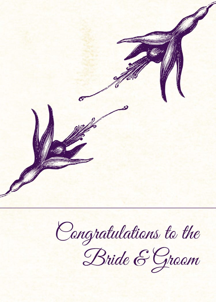 Beige & Purple Wedding Card