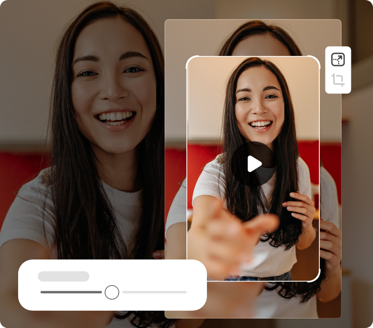 A video being scaled. It features a person smiling.