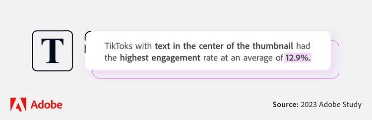 This callout infographic reveals how centered thumbnail text in a TikTok leads to the highest engagement rate