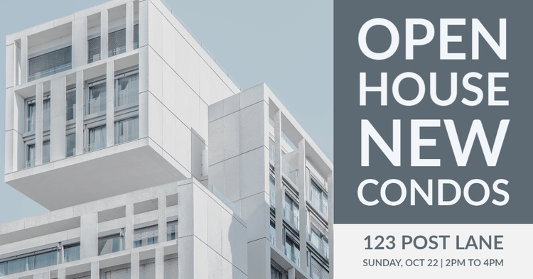 Adobe Spark event banner template for a condo open house