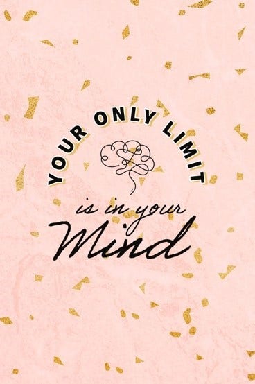 Pink Gold & Black Your Only Limit Is Your Mind Inspirational Quote Pinterest Post