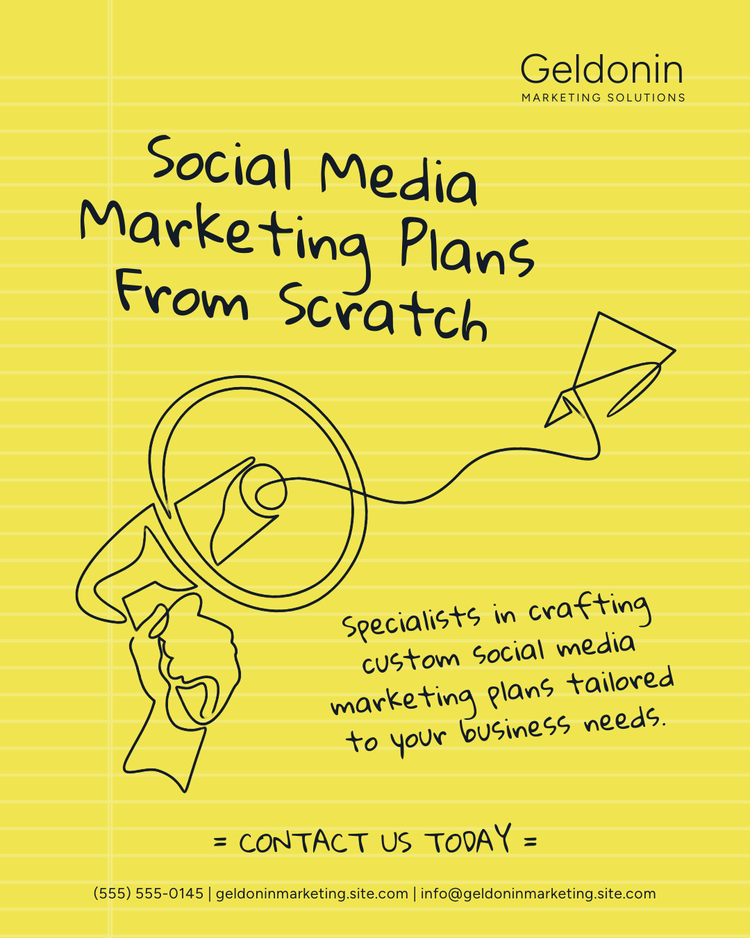 Poster for social media marketing assistance featuring illustration