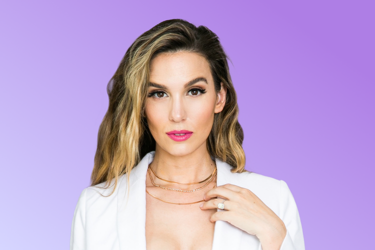 Headshot of Christy Carlson Romano over a purple background