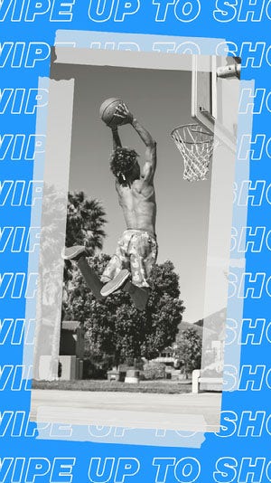 Blue, Black and White Basketball Shop Ad Instagram Story 50 Modern Fonts