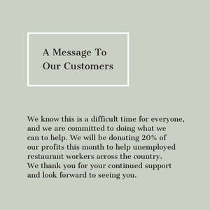 Pale Green Business Charity Donation Announcement Instagram Square Graphic COVID-19 Re-opening