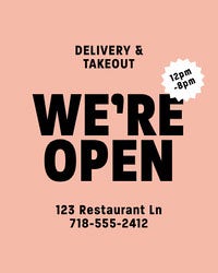 Orange and Black Typography Restaurant Food Delivery Service Instagram Portrait Ad COVID-19 Re-opening