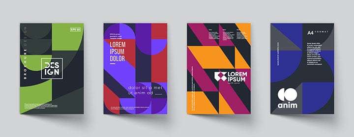 Exemples des designs publicitaires multicolores