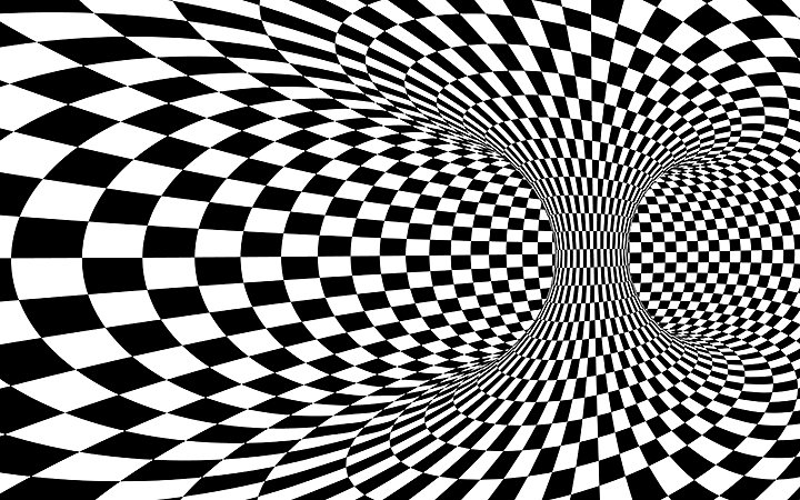 Photo d'une illusion d'optique en noir et blanc