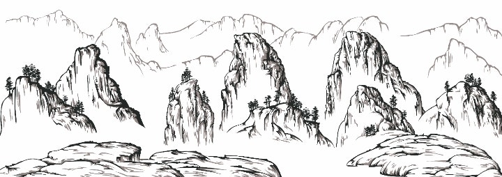 Montagnes dessinées à l'encre noire chinoise