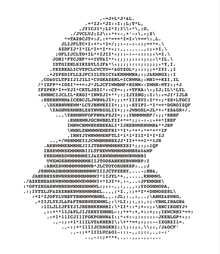 portrait de George Washington réalisé en art ASCII