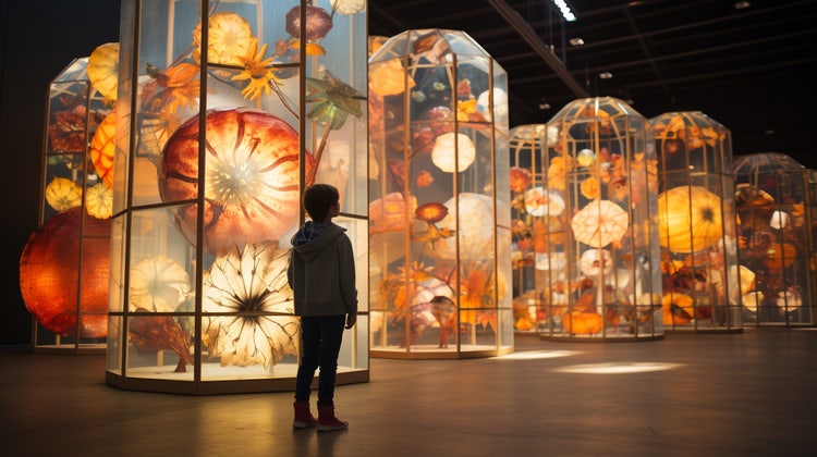 Un jeune homme se rend à une exposition d’art interactif