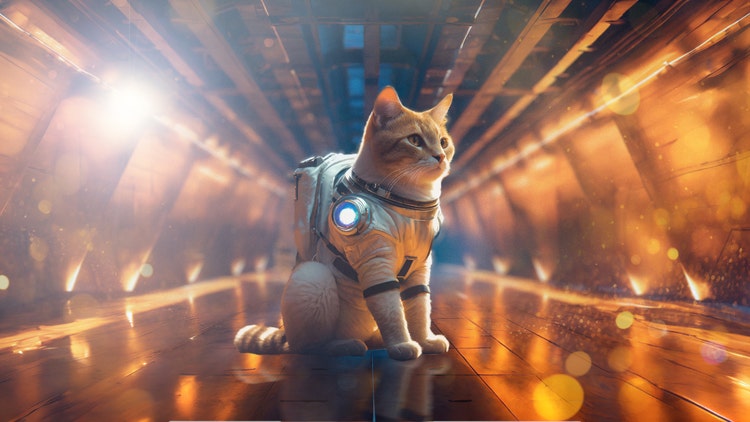 Visuel d'un chat astronaute créé avec Photoshop