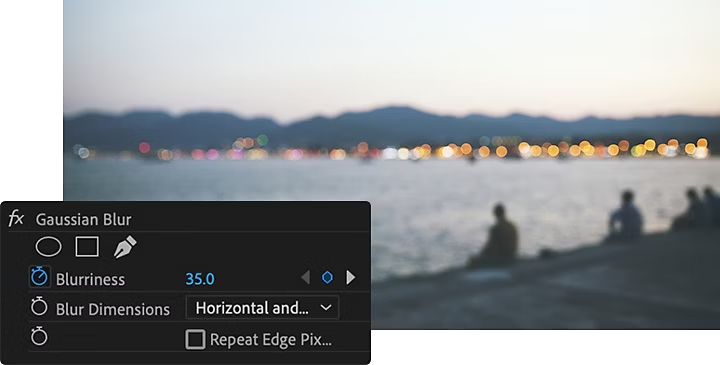 Ajout d’un effet bokeh à l’aide de l’outil Flou gaussien dans Premiere Pro