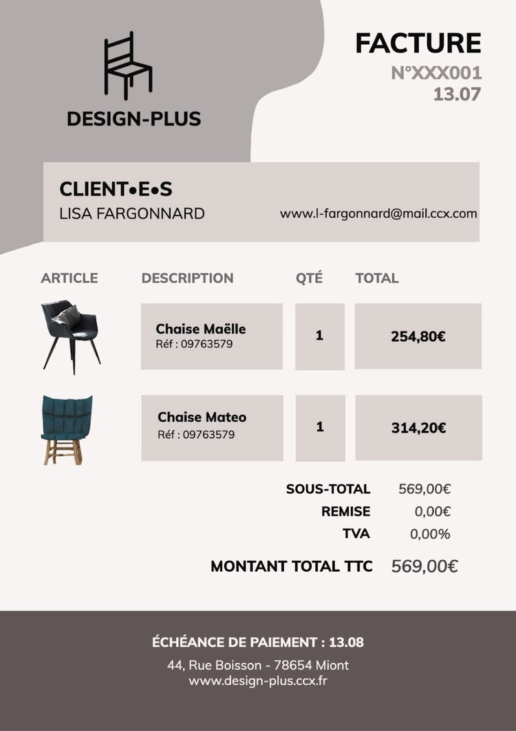 Monochromatic grey Designer Invoice