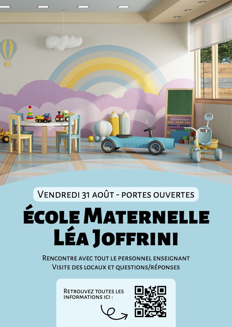 Pastel Blue Cute Kindergarten Open Day Poster