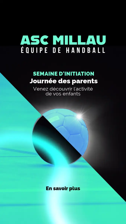 A poster of a blue and black ball Description automatically generated