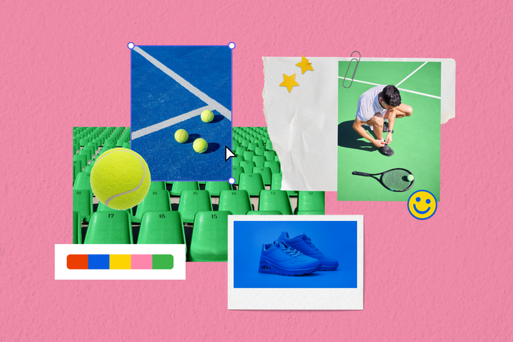 A collage of tennis equipment Description automatically generated