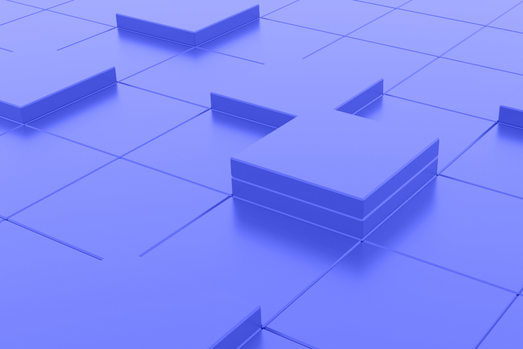 A blue square tiles on a surface Description automatically generated with medium confidence