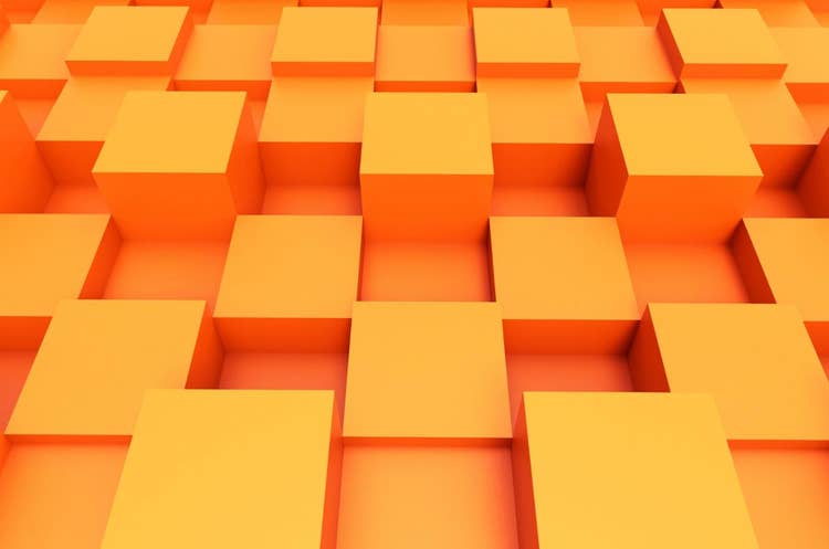 A group of orange cubes Description automatically generated