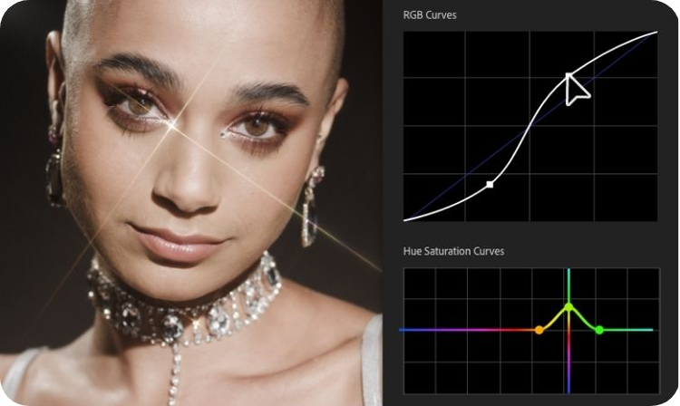 Illustration de la modification de la luminosité sur le visage d’une femme