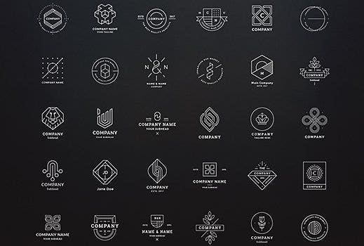 Collage of various logo design templates for Adobe Illustrator