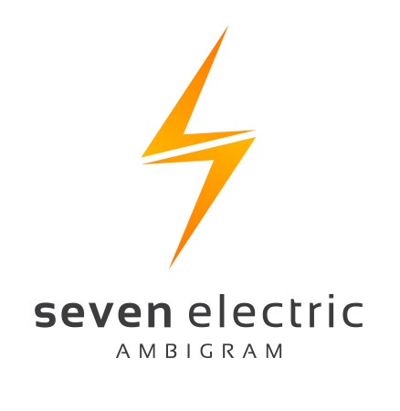 Seven Electric Ambigram logo design