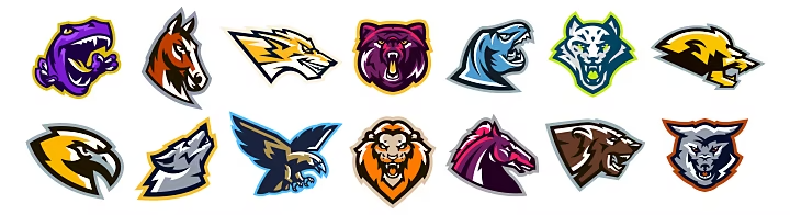 Collage of various mascot logo designs