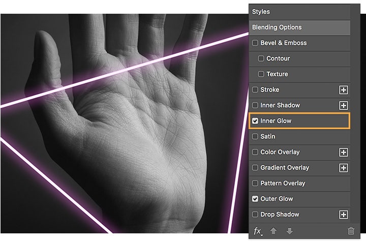 Set an inner glow on the shape layer, set blending mode to multiple