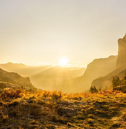 Amazing landscape shot of the sun rising over the high desert