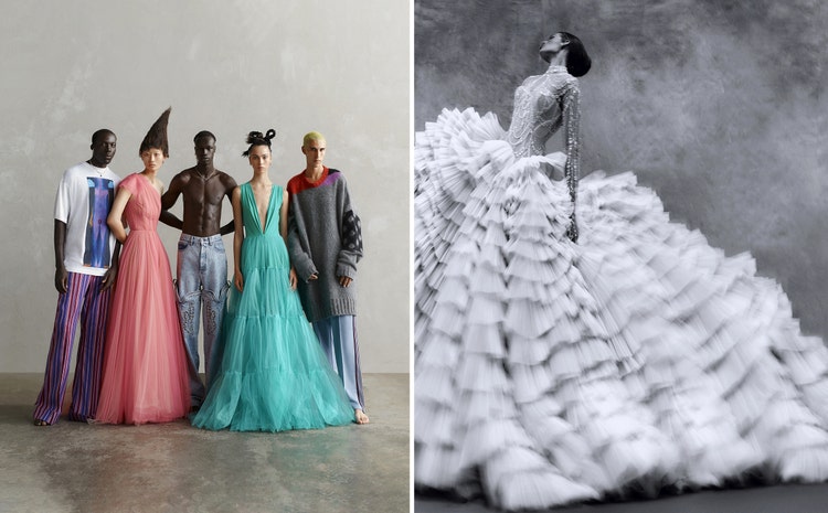 Group of models posing | Fashion photo showing a model's dress as the hero of the image