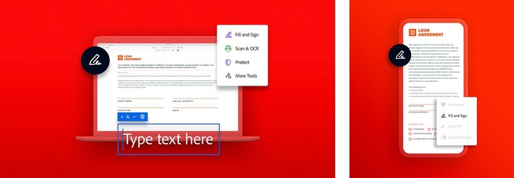 Completing a loan agreement on different devices with Adobe Sign
