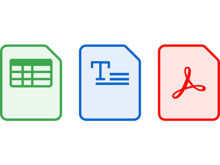 The icon for a Microsoft Excel, Microsoft Word, and Acrobat PDF file, representing multiple types of document security