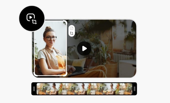 Icon and a video being cropped. The video features a person.