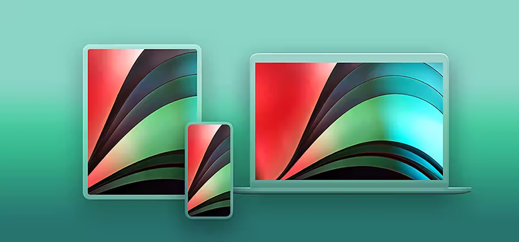 A background design on a tablet, mobile device and laptop created in Illustrator