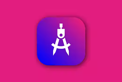 Icon design template for Adobe Illustrator featuring a compass drawing tool