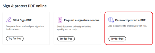 Password Protect PDF tool Adobe Acrobat