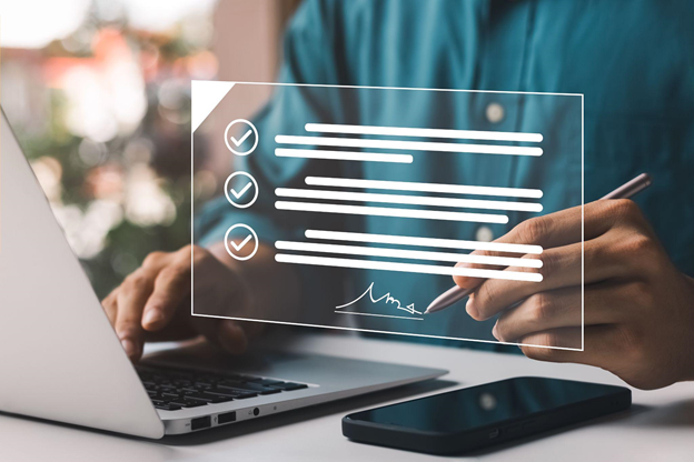 Visual of digitally signing a PDF document.