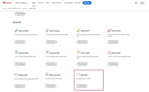 OCR PDF tool | Adobe Acrobat Online Tools