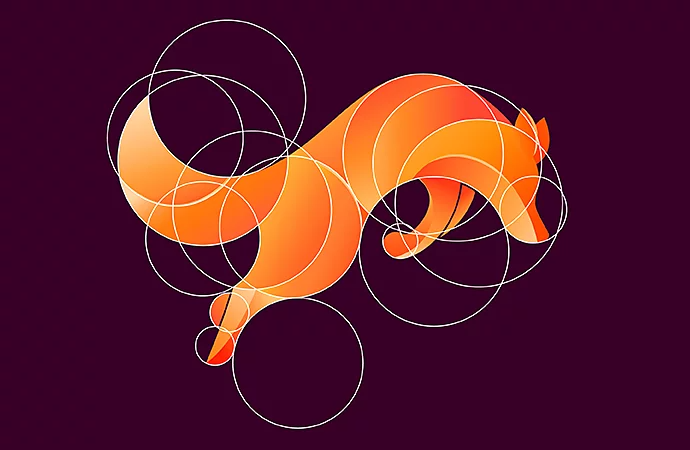 Drawing of a fox that utilises the golden ratio