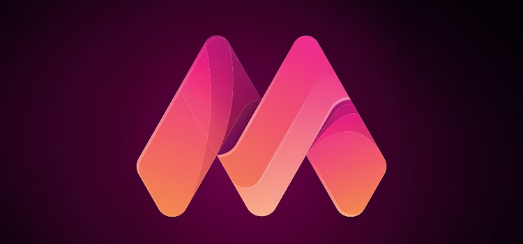 3D logo design that looks like the letter "M"