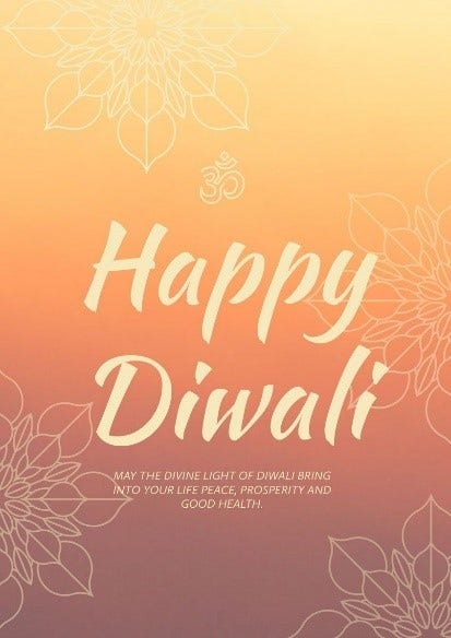 Orange Happy Diwali Greeting Card