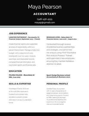 Black and White Accountant Resume Resume Examples