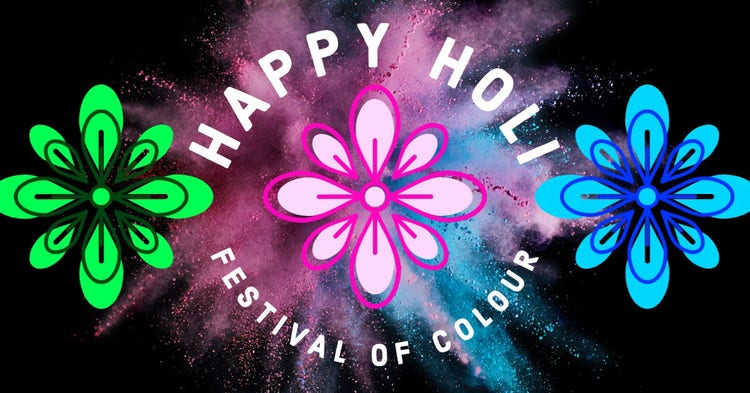 Black & Pink Holi Festival of Colour Flowers Instagram Landscape Post